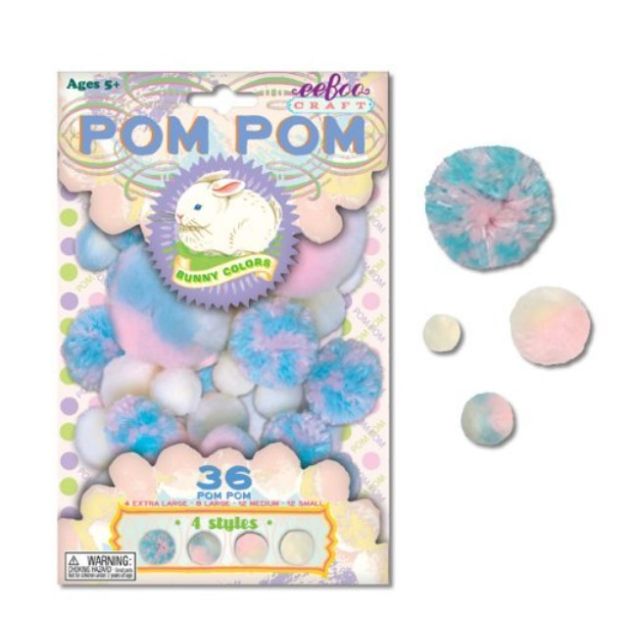 Bunny Colors Blue and Pink Pom Pom Craft Kit by eeBoo