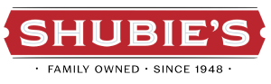 Shubie's red logo with tagline Family Owned since 1948